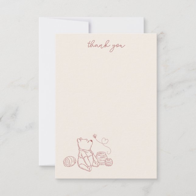 Winnie the Pooh 100 Acre Wood Girl Baby Shower Thank You Card (Front)