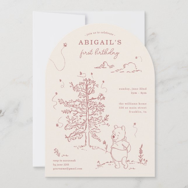 Winnie the Pooh 100 Acre Wood Girl Birthday  Invitation (Front)
