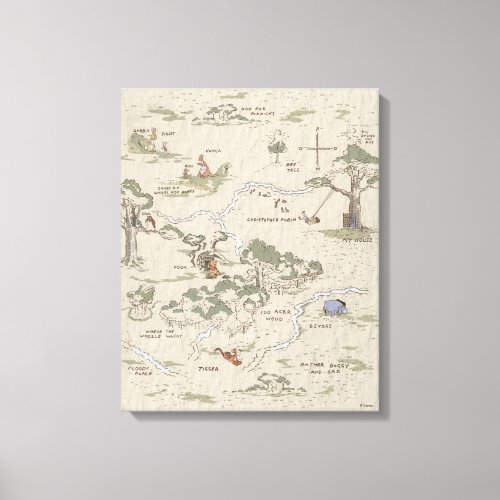 Winnie the Pooh  100 Acre Wood Map Canvas Print