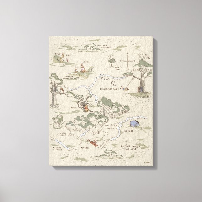Winnie the Pooh | 100 Acre Wood Map Canvas Print (Front)