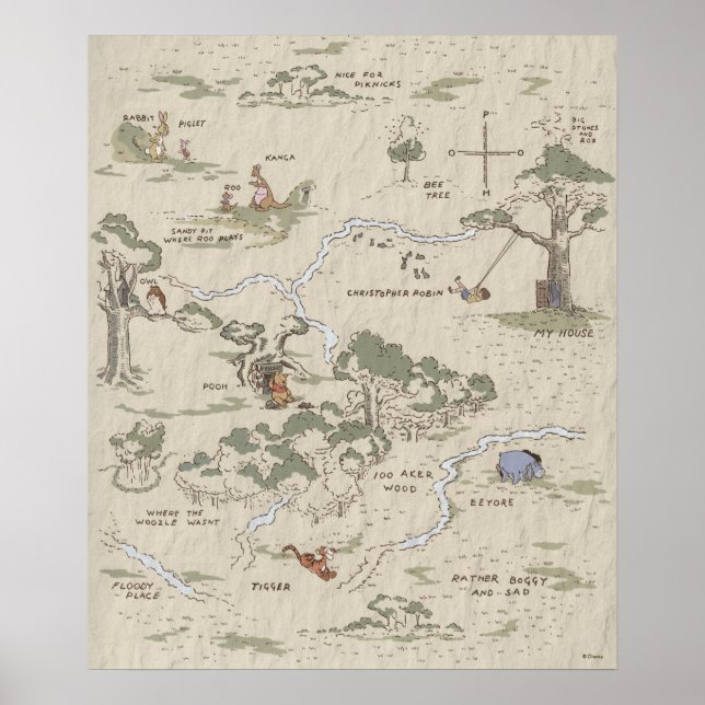 Winnie the Pooh | 100 Acre Wood Map Poster (Front)