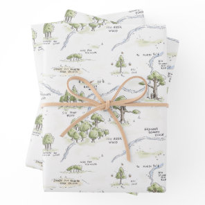 Winnie the Pooh 100 Acre Wood Pattern  Wrapping Paper Sheets