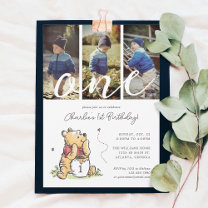 Winnie the Pooh 1st Birthday   Photo Collage Invitation