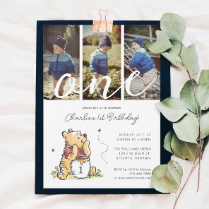 Winnie the Pooh 1st Birthday | Photo Collage Invitation