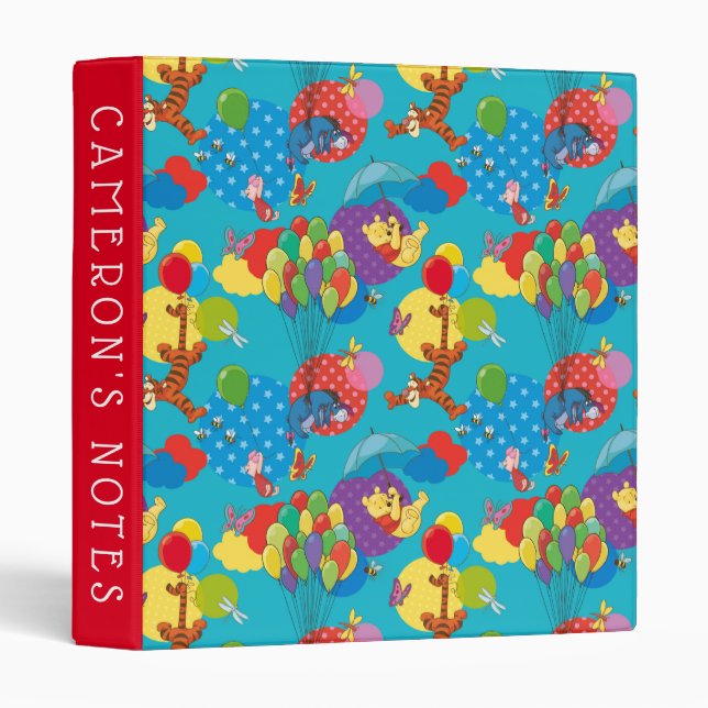 Winnie the Pooh | Among the Balloons Pattern 3 Ring Binder (Front/Spine)