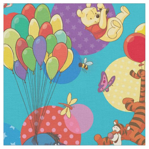 Winnie the Pooh  Among the Balloons Pattern Fabric