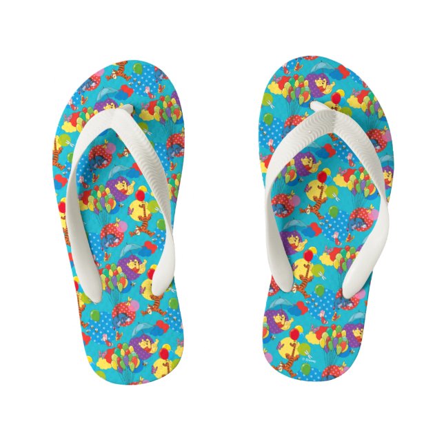 Winnie the Pooh | Among the Balloons Pattern Kid's Flip Flops (Footbed)