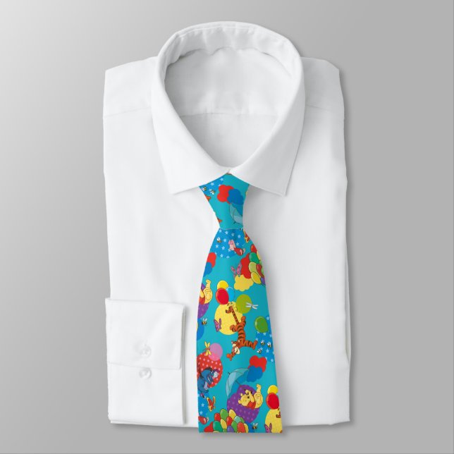 Winnie the Pooh | Among the Balloons Pattern Neck Tie (Tied)