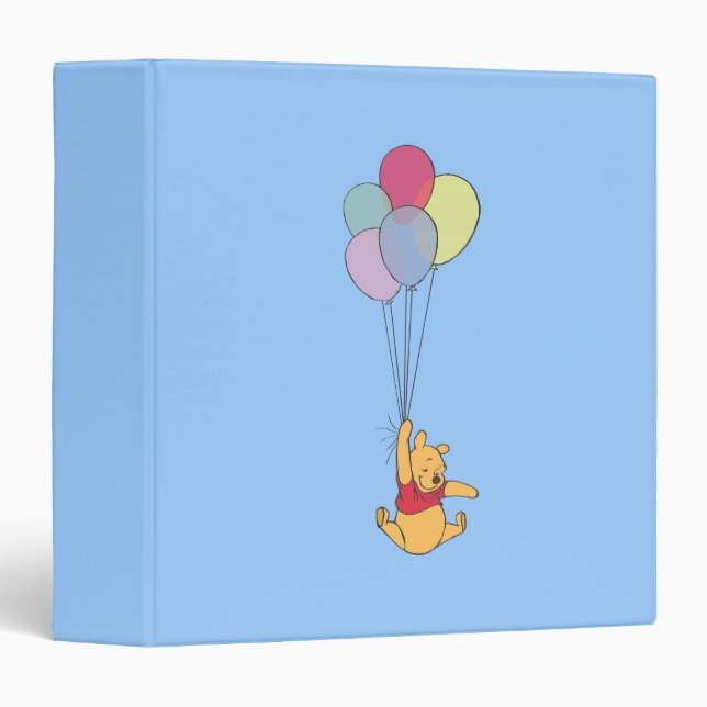 Winnie the Pooh and Balloons 3 Ring Binder (Front/Spine)