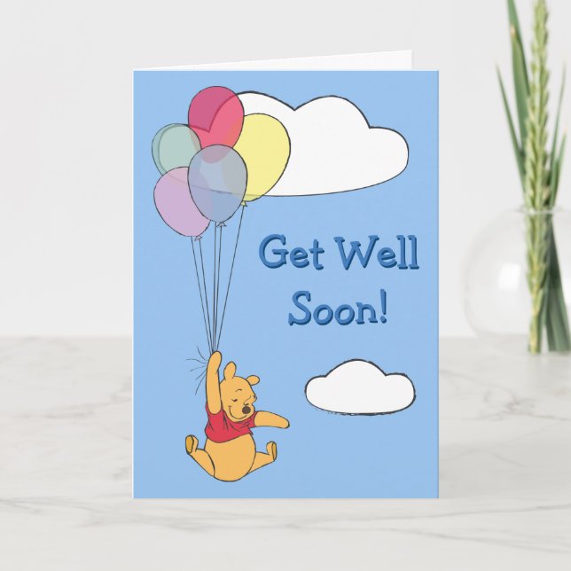 Winnie the Pooh and Balloons | Get Well Card (Front)