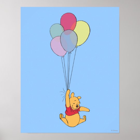 Winnie the Pooh and Balloons Poster | Zazzle.com