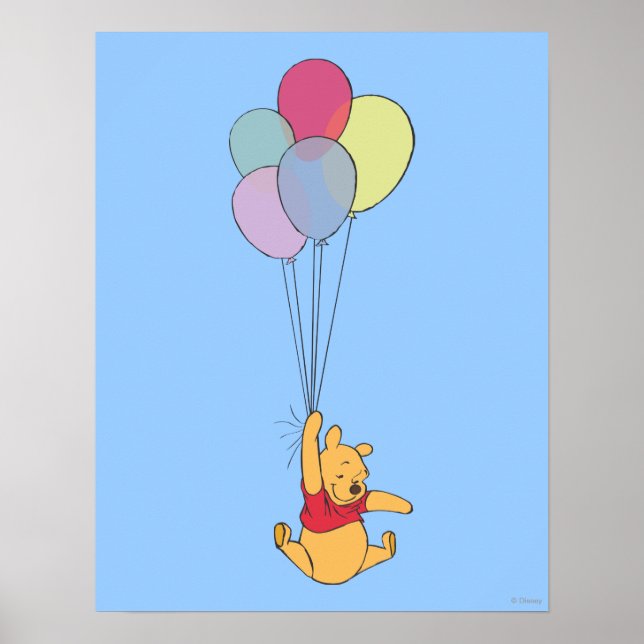 Winnie the Pooh and Balloons Poster (Front)