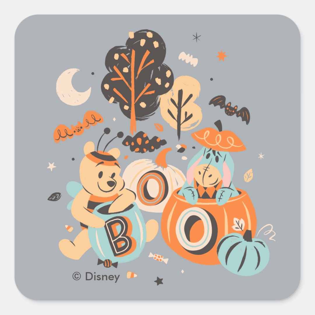 Winnie the Pooh and Eeyore's Halloween Boo! Square Sticker