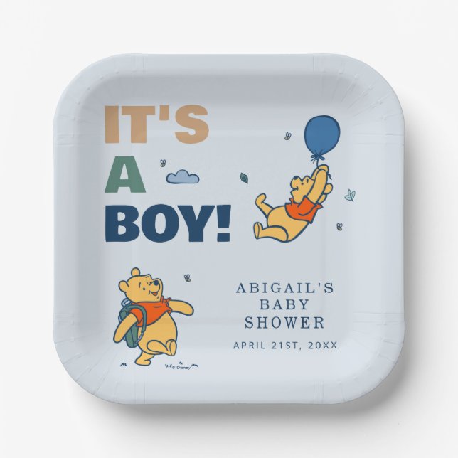 Winnie the Pooh and Friends Baby Shower Paper Plates (Front)