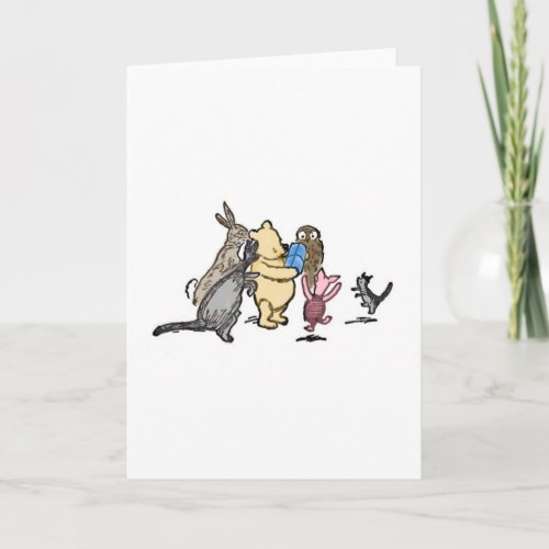 Winnie the Pooh and Friends Blue Present Card