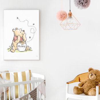 Winnie The Pooh And Hunny Pot Watercolor Poster by winniethepooh at Zazzle