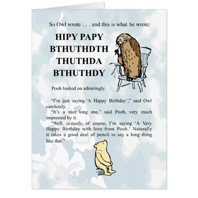Winnie The Pooh and Owl Card (Front)
