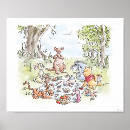Winnie the Pooh and Pals Picnic Nursery Poster