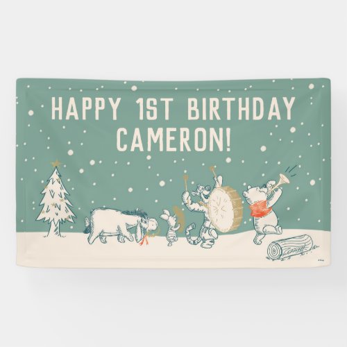 Winnie the Pooh and Pals Winter 1st Birthday Banner