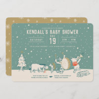 Winnie the Pooh and Pals Winter Baby Shower Invitation