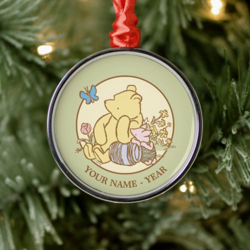 Winnie the Pooh and Piglet  Classic Add Your Name Metal Ornament