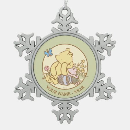 Winnie The Pooh And Piglet | Classic Add Your Name Snowflake Pewter Ch