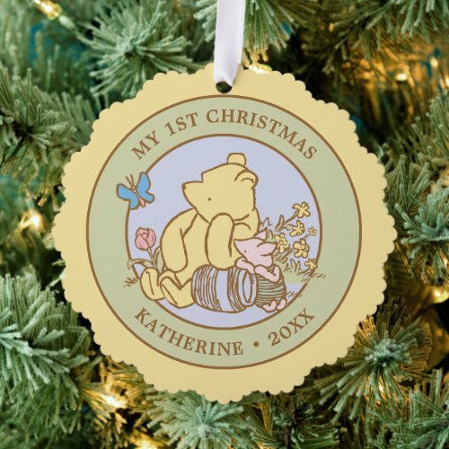Winnie the Pooh and Piglet  Classic Ornament Card