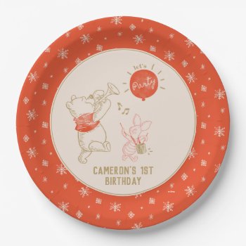 Winnie The Pooh And Piglet Winter 1st Birthday Pap Paper Plates by winniethepooh at Zazzle