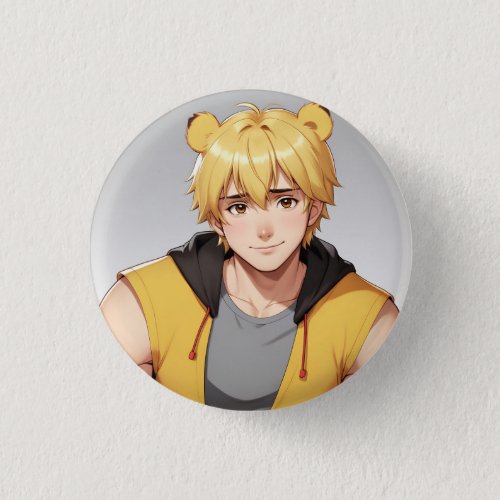 Winnie the Pooh Anime Guy Pin Button