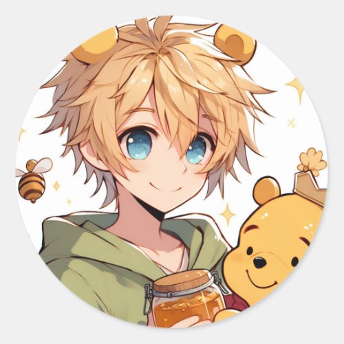 Winnie the Pooh Anime Guy V10 Sticker