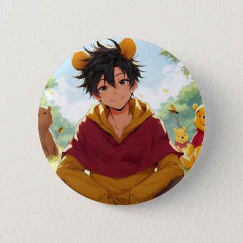 Winnie the Pooh Anime Guy V12 Pin Button