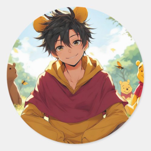 Winnie the Pooh Anime Guy V12 Sticker