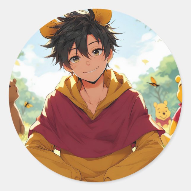 Winnie the Pooh Anime Guy V12 Sticker (Front)