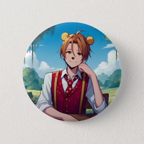 Winnie the Pooh Anime Guy V13 Pin Button