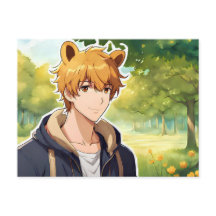 Winnie the Pooh Anime Guy V2 Postcard