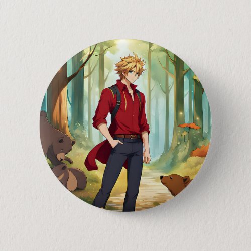 Winnie the Pooh Anime Guy V3 Pin Button