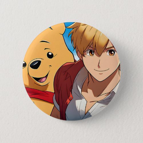 Winnie the Pooh Anime Guy V4 Pin Button