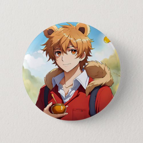 Winnie the Pooh Anime Guy V5 Pin Button