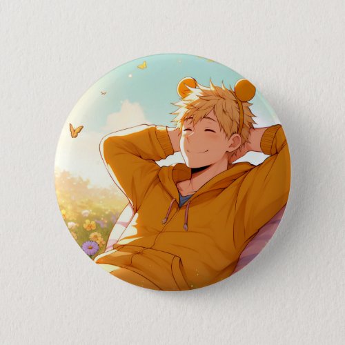 Winnie the Pooh Anime Guy V7 Pin Button