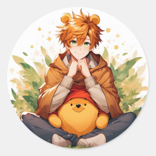 Winnie the Pooh Anime Guy V8 Sticker