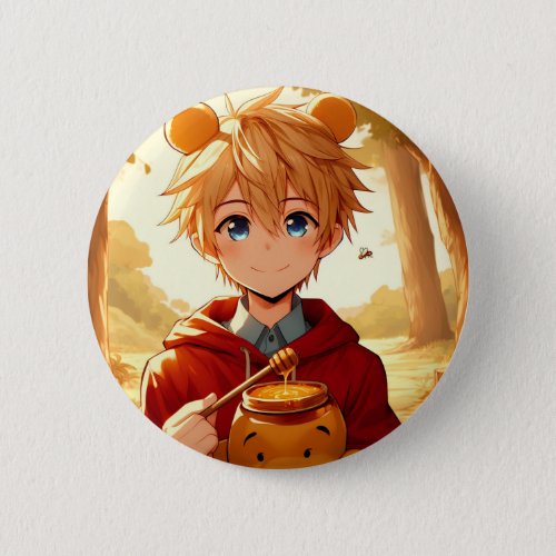 Winnie the Pooh Anime Guy V9 Pin Button