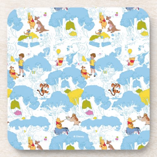 Winnie the Pooh  At the Honey Tree Pattern Beverage Coaster