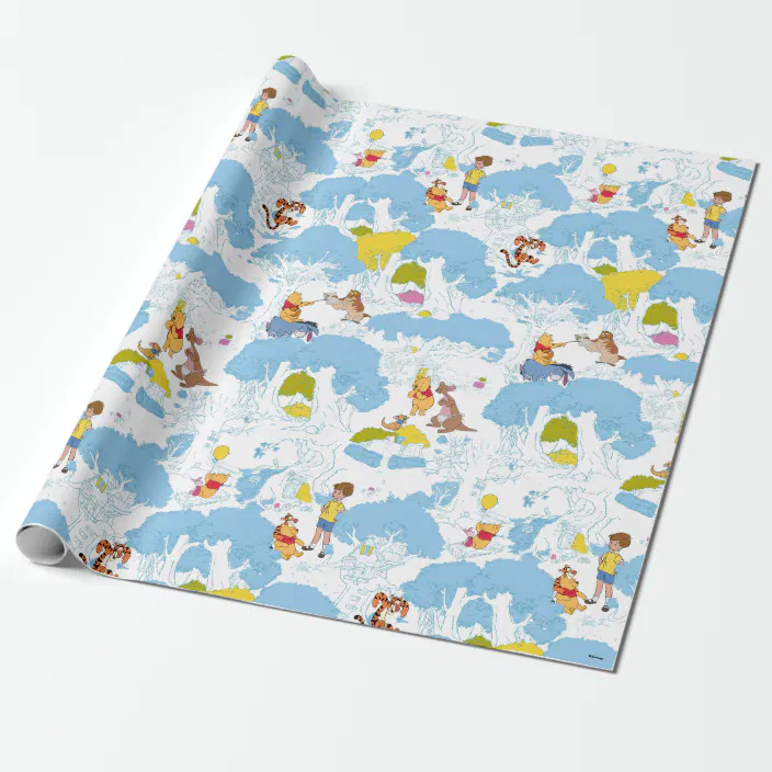 Disney Winnie The Pooh Christmas Holiday Gift Wrapping Paper Eeyore Tigger 