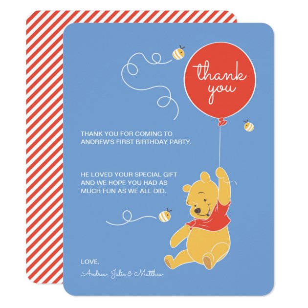 Winnie The Pooh | Baby Boy- Thank You Card