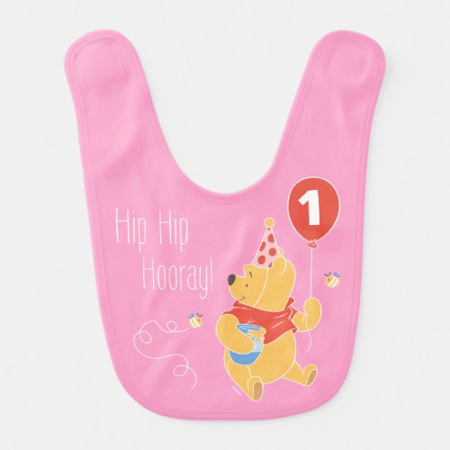 Winnie the Pooh  Baby Girl _ First Birthday Baby Bib