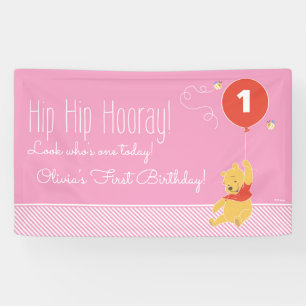 Winnie the Pooh Baby Girl - First Birthday Banner
