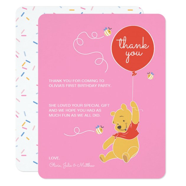 Winnie The Pooh | Baby Girl - Thank You Card