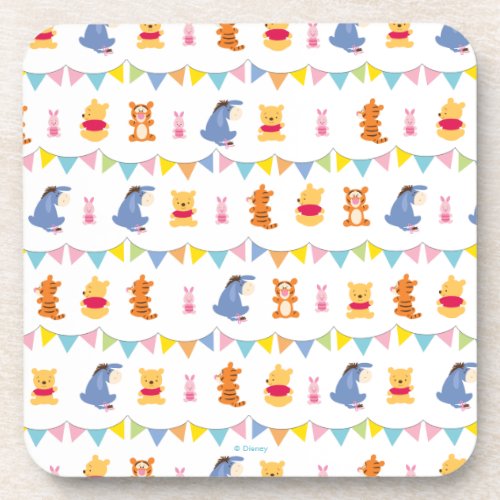 Winnie the Pooh  Baby Party Pattern Beverage Coaster