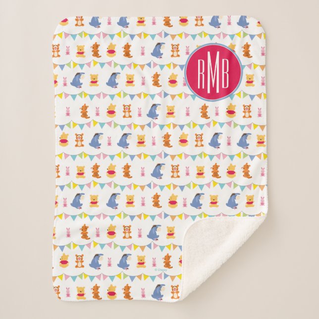 Winnie the Pooh | Baby Party Pattern Sherpa Blanket (Front)