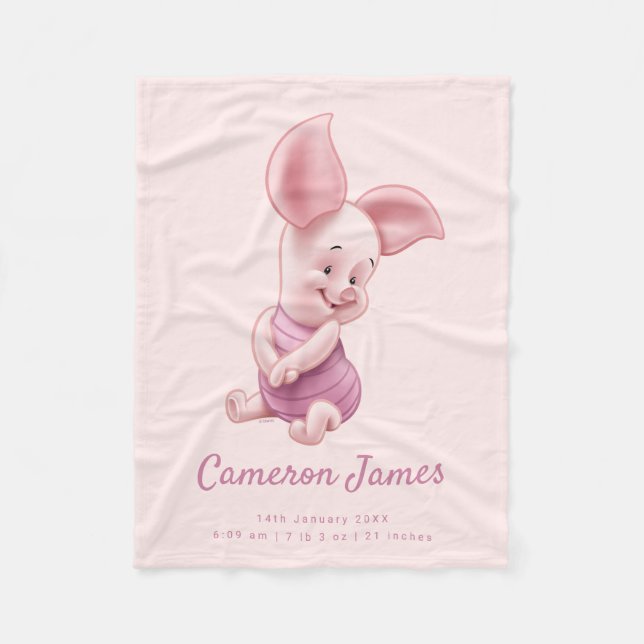 Winnie the Pooh - Baby Piglet | Birth Stats Fleece Blanket (Front)